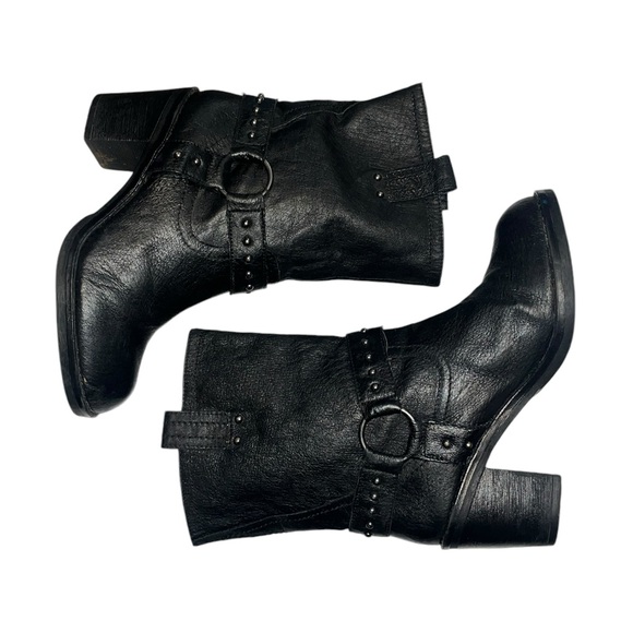 Nine West Vicegd Leather Moto Heeled Harness Boots - Size 7M - Picture 8 of 11